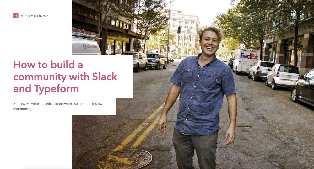 typeform's tweet photo. How to Build a #Community with @Slackhq &amp; Typeform https://t.co/S7Giwxse0D ft. #techseattle #music by @paulcampillo https://t.co/lDki8QtCQ8