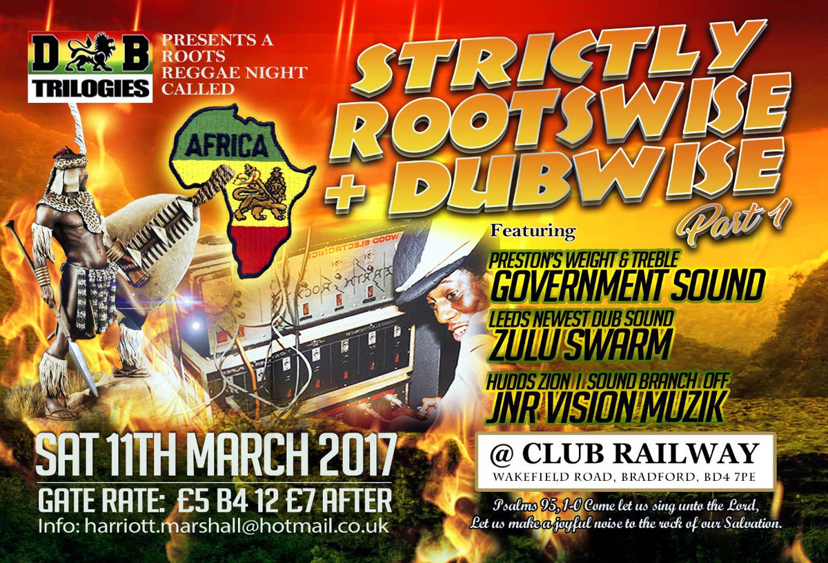 Zion_InnaVision's tweet photo. DUB TRILOGIES - STRICTLY ROOTSWISE &amp; DUBWISE PART 1 - SAT 11th MARCH 2017. ALL TRIBES WELCOME WITH  LOVE, PEACE &amp; UNITY. GLORY TO JAH SELAH. https://t.co/lmZMRWwXxC
