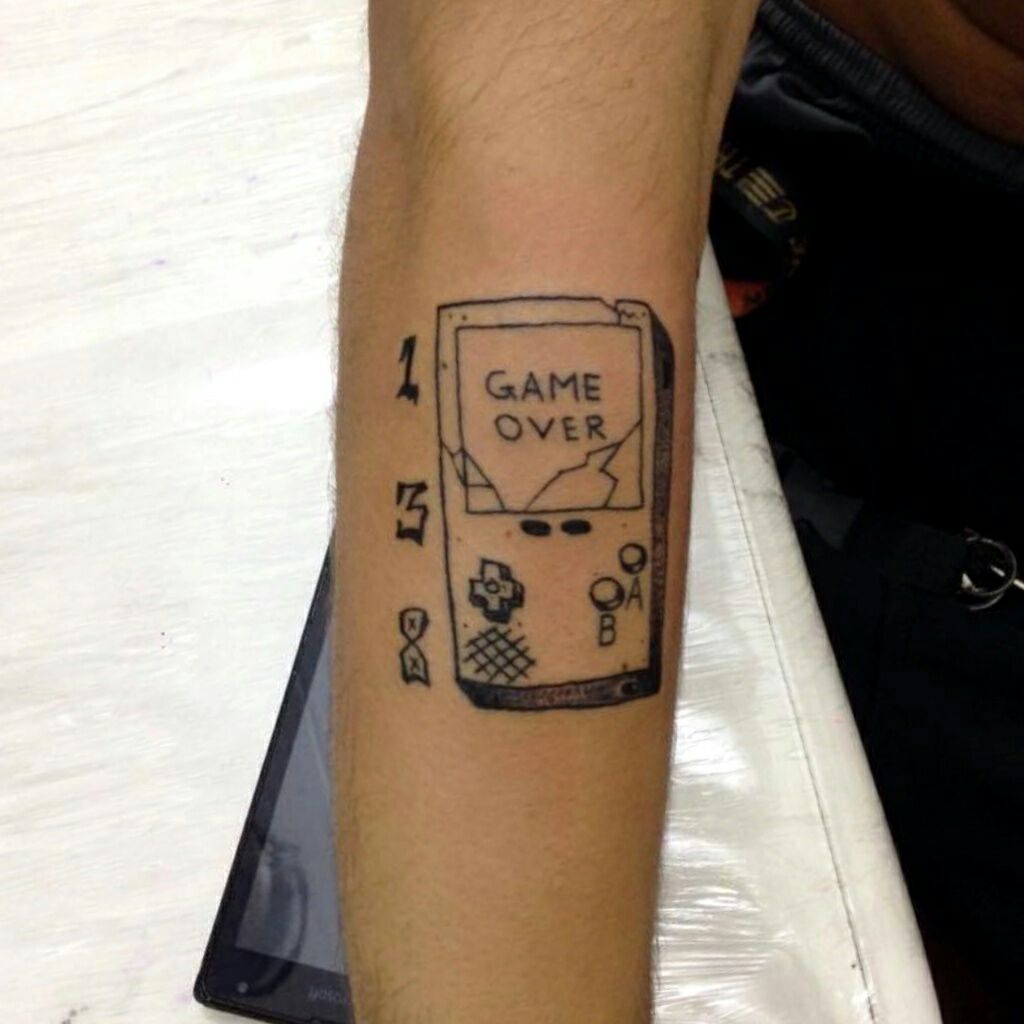 Black and White Gameboy Tattoo