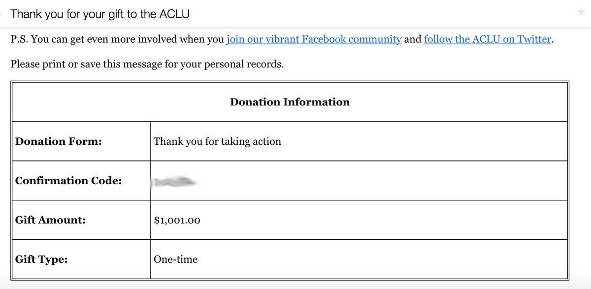 .<a href="/seanbehr/">Sean Behr</a> Still matching?  I just gave $1001  #ACLUmatch