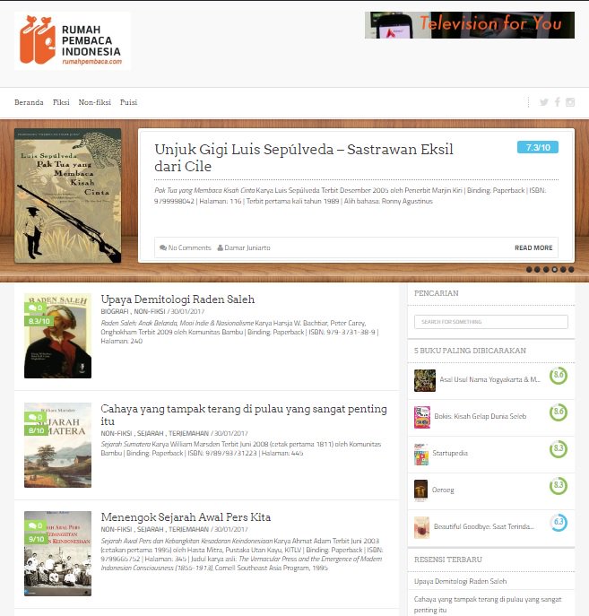 Sejumlah buku telah ditambahkan ke rumahpembaca.com  Ayo sharing resensimu sekarang di Rumah Pembaca Indonesia #RMHPBC