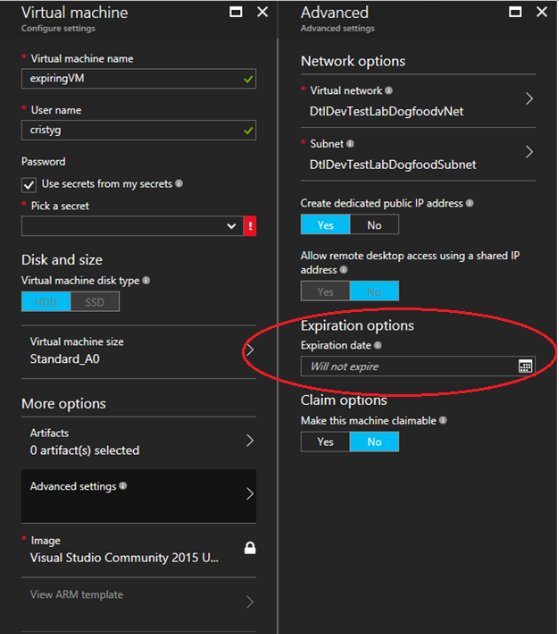 HarishCP10's tweet image. #Azure #DevTestLabs: Set #Expiration date for new VMs from Azure portal