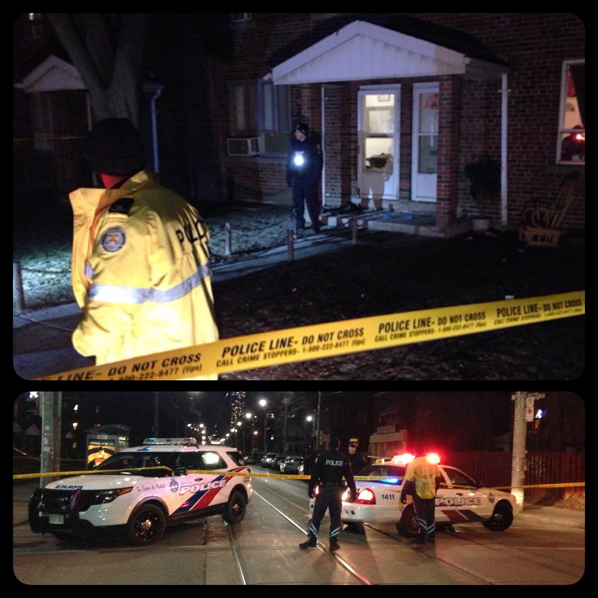 zapnation's tweet photo. One person sent to hospital after front door of a house was shot up on Gerrard near Sumack. Multiple bullet holes left in the door. #Toronto https://t.co/n4TW7KRqHj
