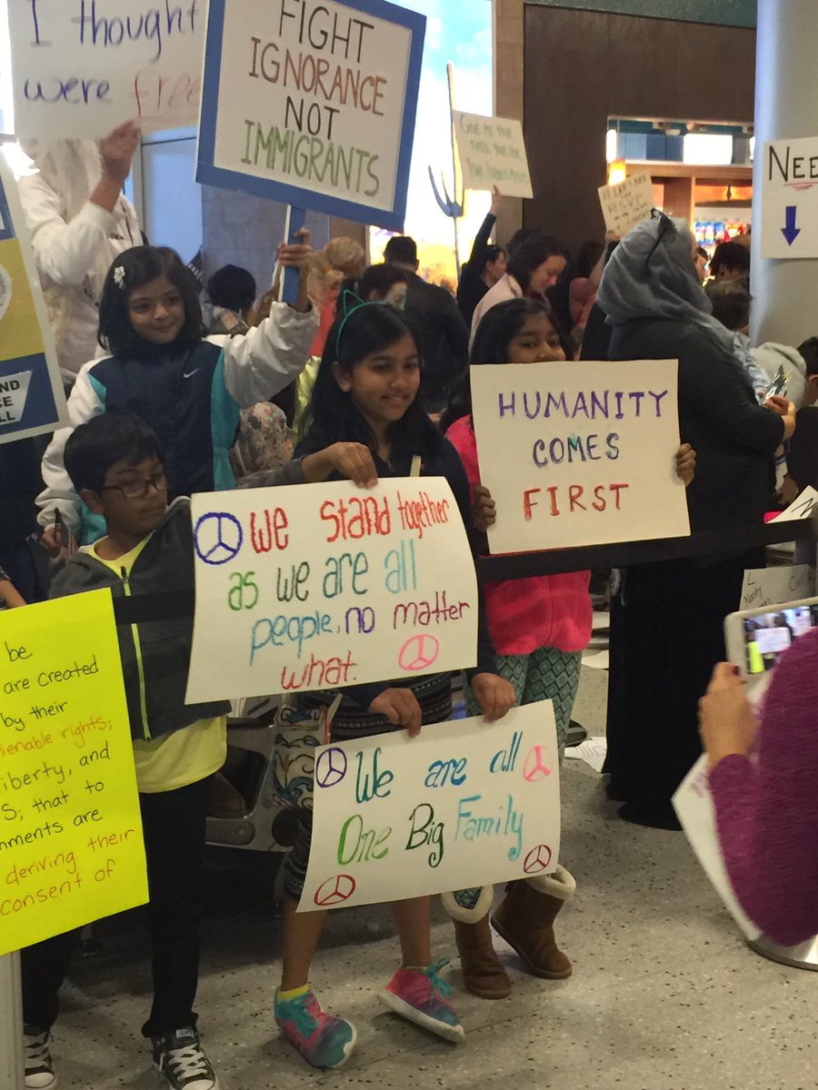 DFW INTL terminal - this is what Democracy looks like. #Resist