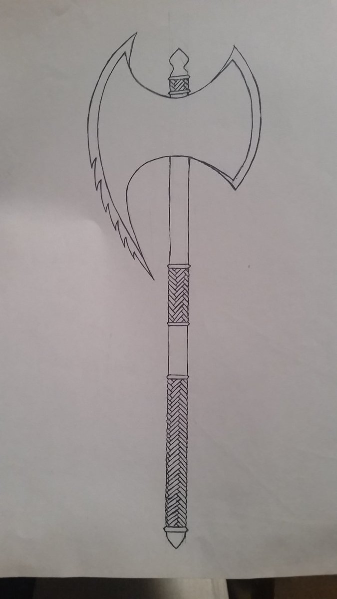 rydlmstr's tweet photo. And here is a sketch of the dwarfs axe.
#dnd #fighter #bertle https://t.co/9u1eqW43Cf