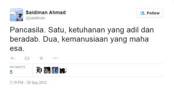 Pancasila yg diplesetkan o/ <a href="/saidiman/">Saidiman Ahmad</a> 
Tapi tdk tersentuh hukum.
<a href="/CCICPolri/">Direktorat Tindak Pidana Siber Bareskrim Polri</a> @DivHumasPolri