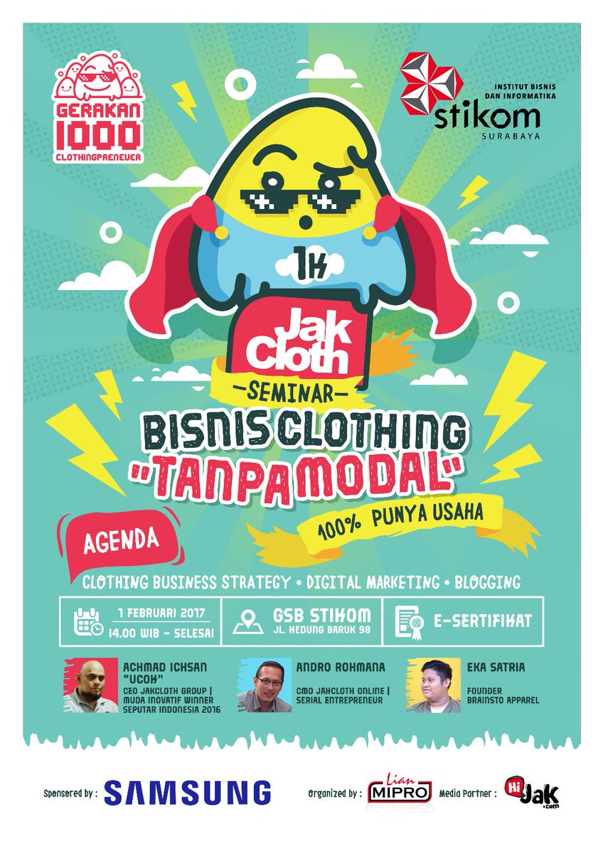 Mau Jadi Punya Penghasilan Jutaan Rupiah ?  Mau Punya Bisnis Clothing Ga Mikir Modal ?? Cari Tau Caranya di >> ow.ly/EvOm308vZYT