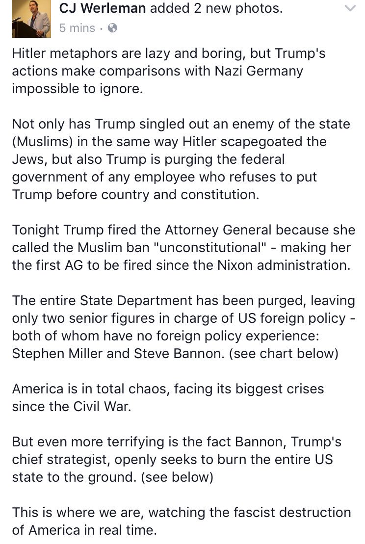 cjwerleman's tweet photo. We're watching the fascist led destruction of America in real time. https://t.co/l1YtcCksHN