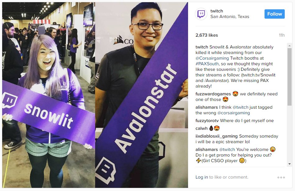 snowlitTV's tweet photo. Thank you @Twitch for the opportunity at #PAXsouth2017 &amp; for the Instagram shoutouts for @avalonstar &amp; myself! <3

https://t.co/KLAgTIVuMj https://t.co/pfrBozPGE8