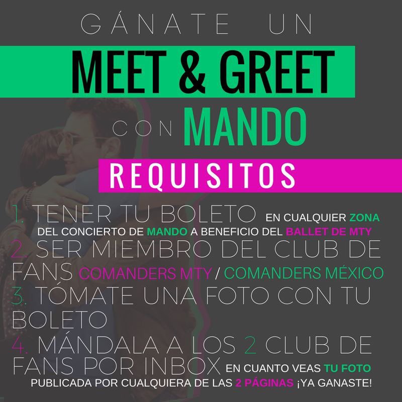 ComandersMexico's tweet photo. No olviden PARTICIPAR PARA GANARSE UN M&G con @musicmandomx y un #MandoTermo ππππππ https://t.co/vOMUplaDbZ