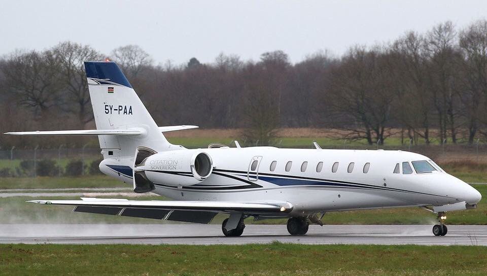 Disembe's tweet photo. This luxury jet was used to ferry CSs and DP to 51 African countries to lobby for Amina, cost runs to a billion shillings #AminaOut https://t.co/QWEcDlWfvi