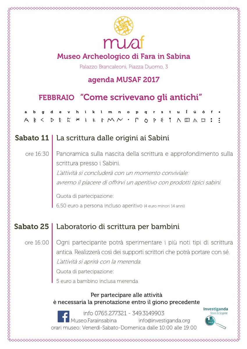 MUSAFaraSabina's tweet photo. Gli #appuntamenti #febbraio! @SegretiSabina @SentierinSabina @GoSabina https://t.co/MoBJBIxyEs