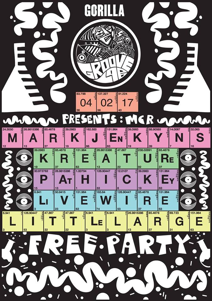 thisisgorilla's tweet photo. Saturday!!

@GrooveLabMusic presents 

@Mark_Jenkyns 

@IamKreature 

@ItsPatHickey 

@livewire_mcr +more

:https://t.co/K9ztIinpyZ https://t.co/S7m8tiZi84