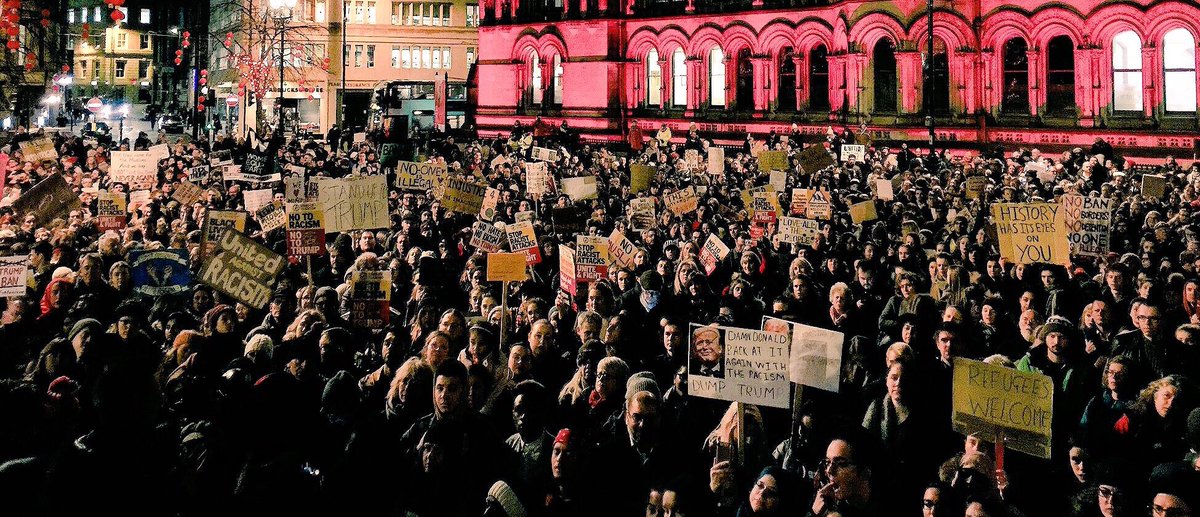 UkCDM's tweet photo. We stand together thank to all ladies who came to march @bbc5live #StandUpToTrump #MuslimBan  #Manchester #RefugeesWelcome https://t.co/UGcuiuEJ8O