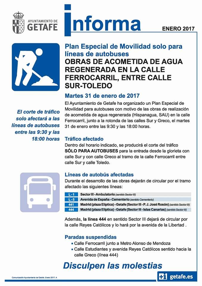 getafejoven's tweet photo. ¡Atención! Plan Especial de Movilidad para autobuses C/ Ferrocarril, junto a la rotonda de las calles Sur y Greco, hoy de 9:30 a 18:00h. https://t.co/GDFmO2DhUX