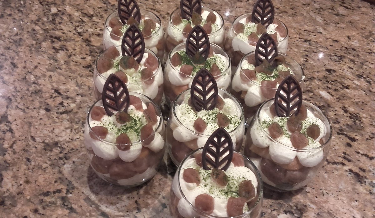 Callchef74's tweet image. Tiramisu à la châtaigne et au thé vert matcha