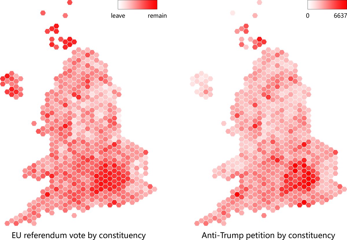 EU remain vote linked to anti-Trump petition. I've put together a blog here: stevepickering.net/brexit_trump.a… . Thanks @chrishanretty for parl data