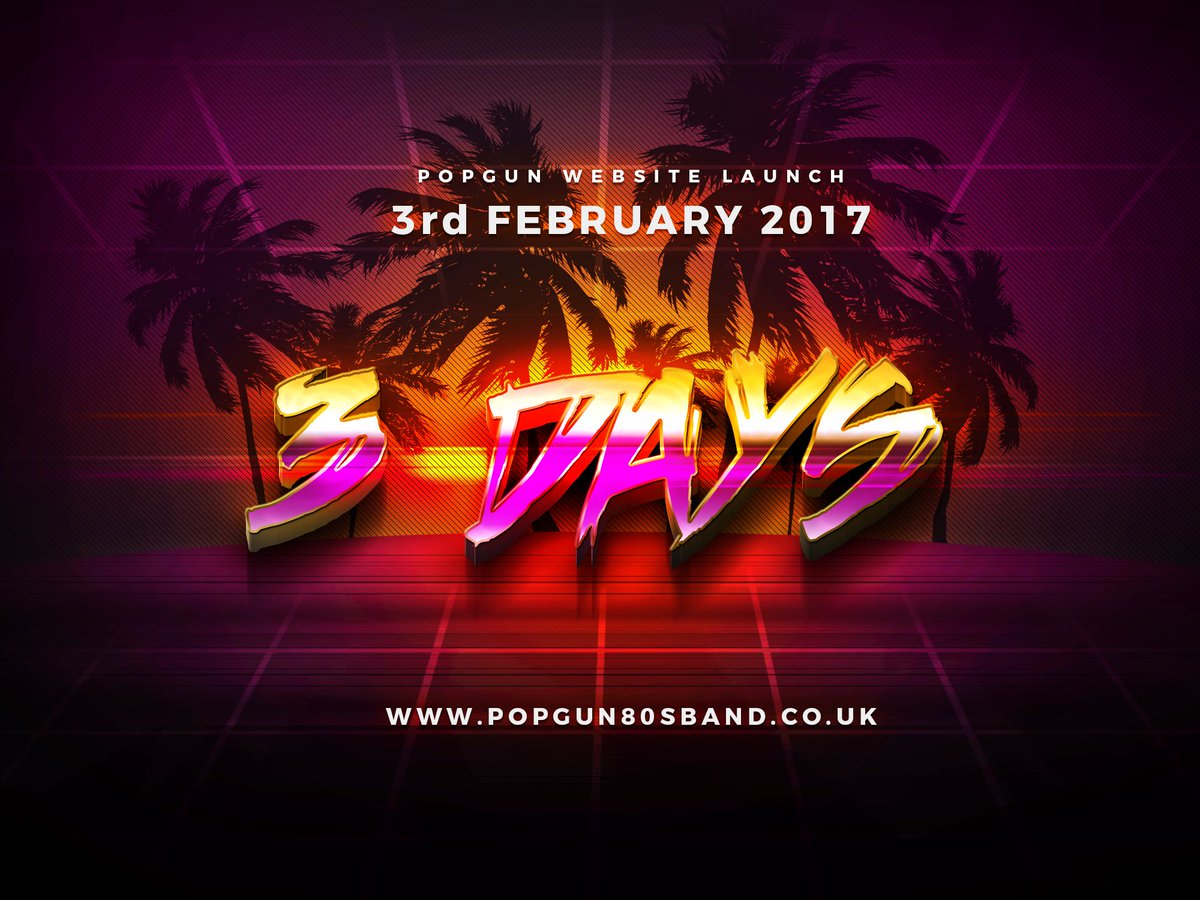 Popgun80s's tweet photo. Exciting times, our brand new website launches in three days #popgun #80sband #80stribute https://t.co/TiKgZLsYk4