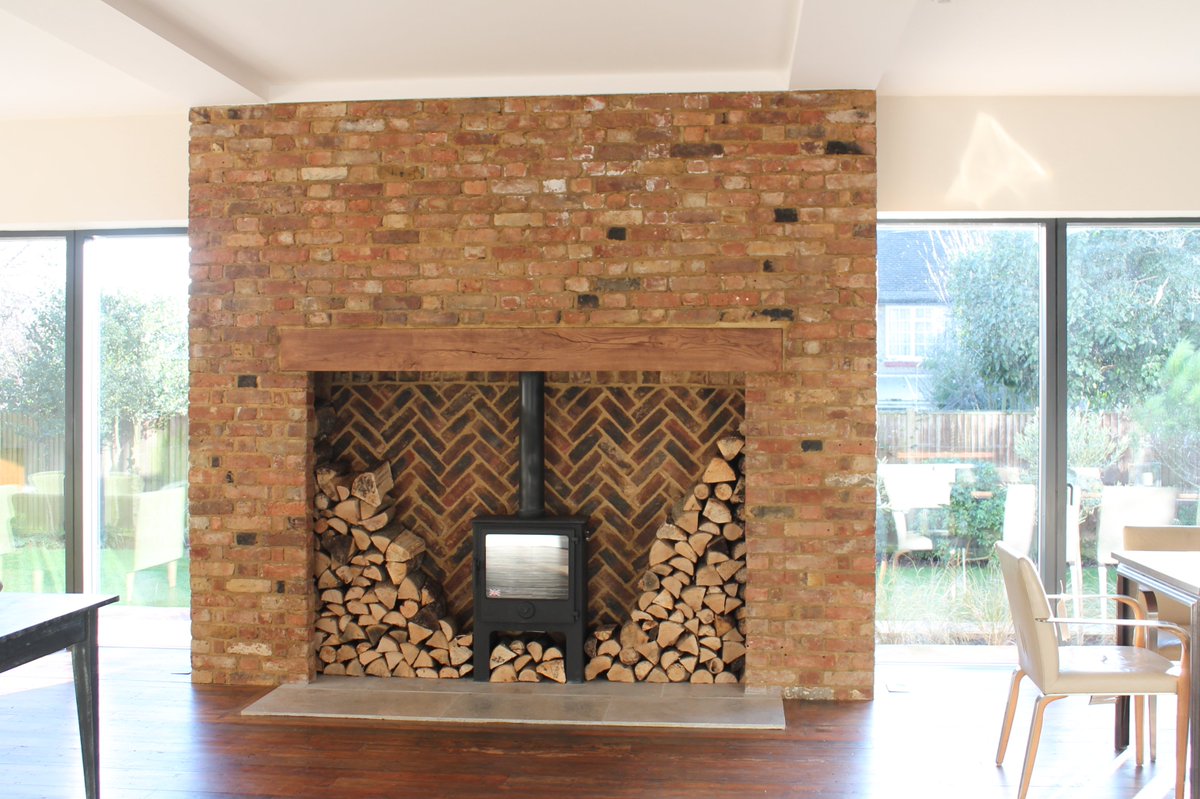 MaraBuildLtd's tweet photo. Wood burning stove set in a brick built fireplace at our recently completed project in Ealing, West London - #architecture #interiordesign https://t.co/9znf1xrLNq