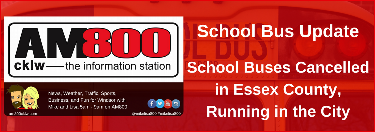 am800_cklw_'s tweet photo. #SchoolBusAlert: School buses cancelled in #EssexCounty, running in the @CityWindsorON #cklw #am800 #mikelisa800 https://t.co/tw8OOgTnsT