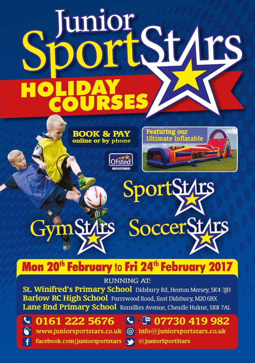 February Holiday Clubs at Lane End are nearly here.  Book now to reserve a place for your child. juniorsportstars.co.uk @LEPCheadleHulme