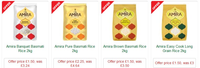 FANTASTIC PRICE Amira Brown Basmati £1.50 vs. Laila £4.39. Top shelf at a bargain price #mondaymotivation for a jambalaya night! #deals