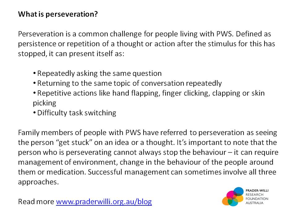 This week we're focusing on perseveration in #praderwilli .