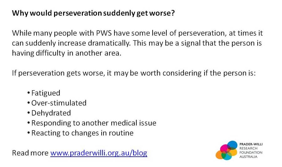 This week we're focusing on perseveration in #praderwilli facebook.com/PWRFA/