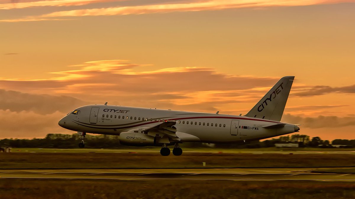 Sukhoi SuperJet 100 takes off on the background of the stunning landscapes of Ireland! 
Photo by Jakub Kupczyk.