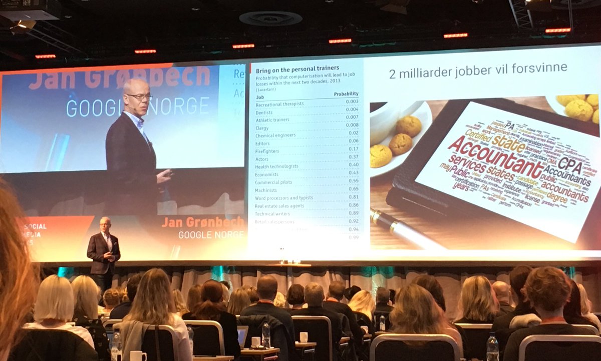 2 milliarder jobber vil forsvinne innen 20 år <a href="/jgronbech/">Jan Grønbech</a>  #morgendagensjobber #somed2017