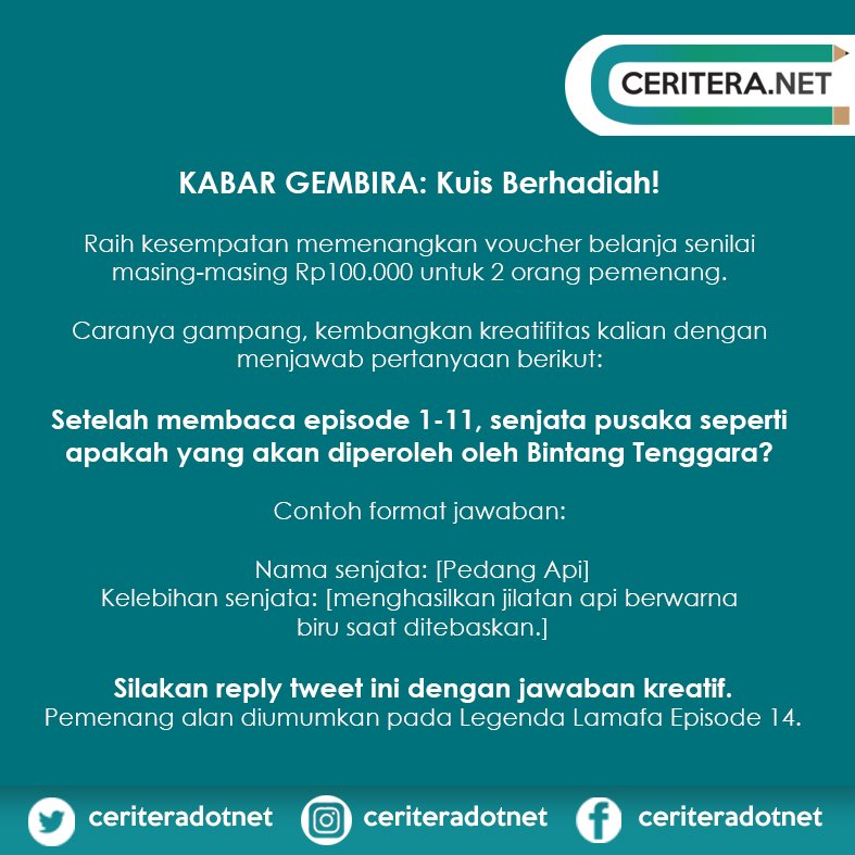 ceriteradotnet's tweet photo. Mau hadiah? Reply tweet ini dengan jawaban kreatif dari pertanyaan: Senjata pusaka seperti apa yang akan diperoleh oleh Bintang Tenggara? https://t.co/SJA6Ljd5Ew
