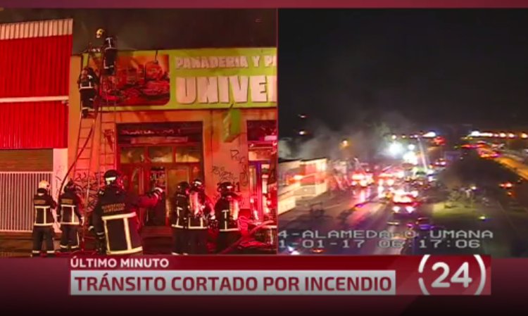 ¡Atención! La calzada norte de la Alameda se mantiene sin tránsito por incendio en Estación Central → bit.ly/2jxUOBe