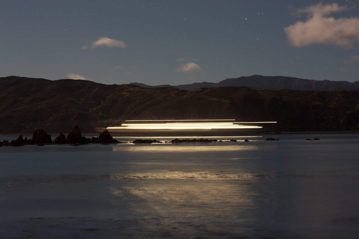 StudioEighty_8's tweet photo. The inter-islander ferry sailing through the night #fullmoon #longexposure #reflections #ferry #wellington #NewZealand #NZ https://t.co/Z1zJBvsX0Z