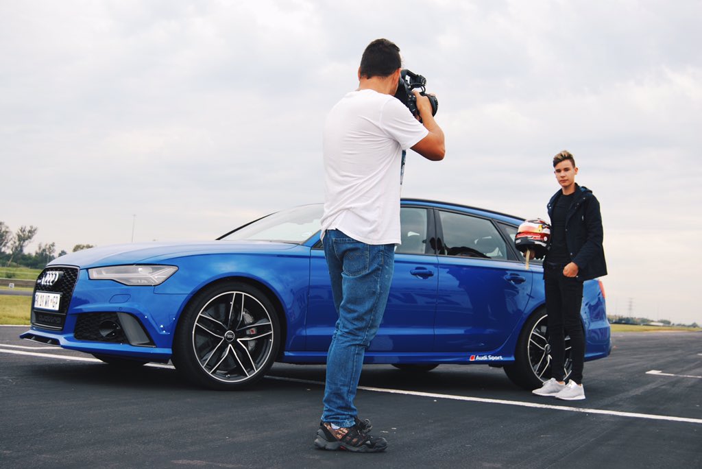 SheldonvdLinde's tweet photo. On set with @SABC3Topbilling and @KelvinvdLinde today 🎬 The @audisouthafrica #RS6 is an absolute beauty!😍 https://t.co/91Y21c5HQ0