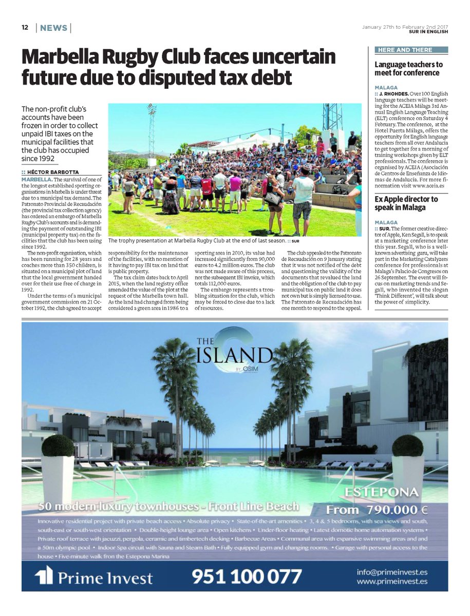 ACEIAndalucia's tweet photo. #ThinkingTeaching los medios de comunicación se hacen eco de nuestra 3ª Conferencia de #malaga Gracias a @SUR_English y @euroweeklynews https://t.co/eKRSubMKKa