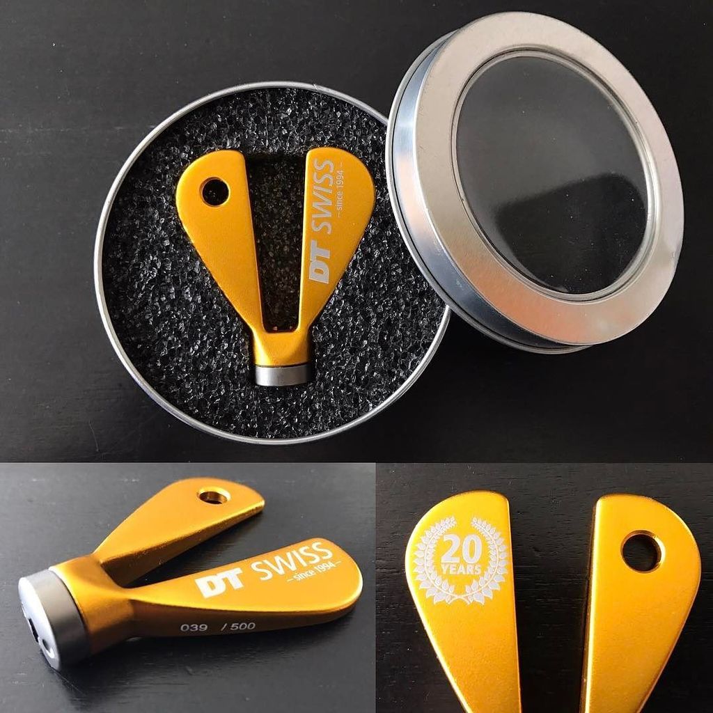 WheelsDirect_eu's tweet photo. Now that's a cool @dtswiss nipple wrench. Limited edition (500pcs) gold anodized finish, c… https://t.co/VPuwenzaRD https://t.co/roE2mzeFsi