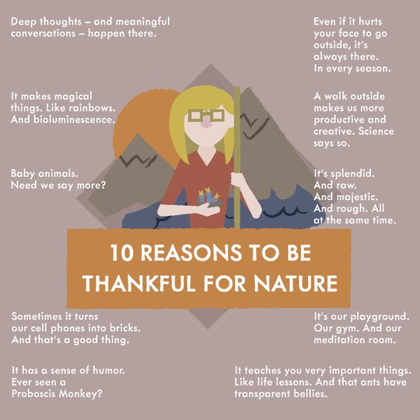More reasons to #GetOutside - 10 reasons to be thankful for nature (image pintrest) #adventures #walking #outdoors