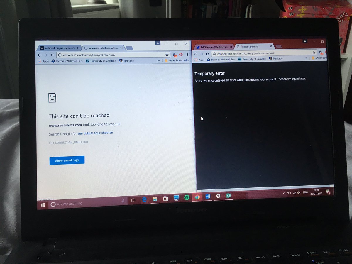 smnthlrn13's tweet photo. The internet is a wonderful thing, until everyone wants the same thing #EdSheeranTour #temporaryerror https://t.co/Yr1hZ4cll9