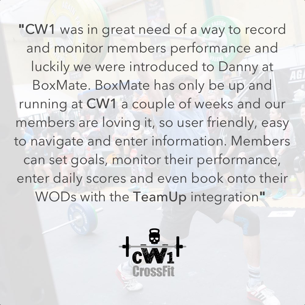 BoxMateApp's tweet photo. @CW1CrossFit members recorded 1400+ records in the first 3 weeks of use.. #CrossFit #BoxMate #TrainTrackRepeatBeat #WOD #FitFam #Fitness https://t.co/U1zOXMKOf9