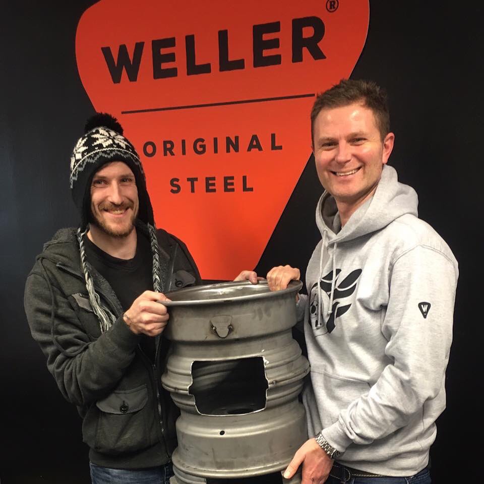 Great meeting our FB competition winner at Weller HQ! Enjoy the #RetroFord Weller #Firepit🔥 👍#wellerwheels #originalsteel69  #wellers