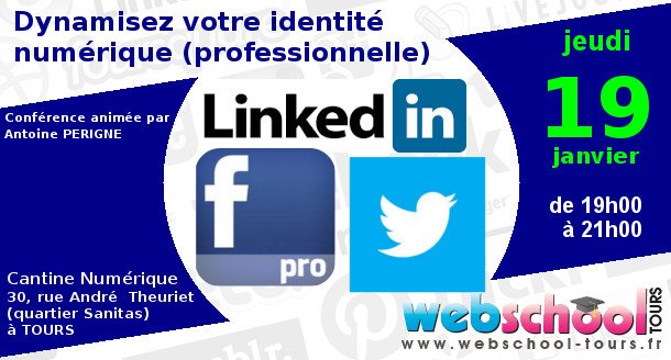 WS_Tours's tweet photo. Atelier "S9WST#5 - Dynamisez votre identité numérique sur le web et les #réseaux_sociaux" jeudi 19/01/2017. RDV sur https://t.co/lsjmQ0yoEv https://t.co/D5E0LqZ6ce