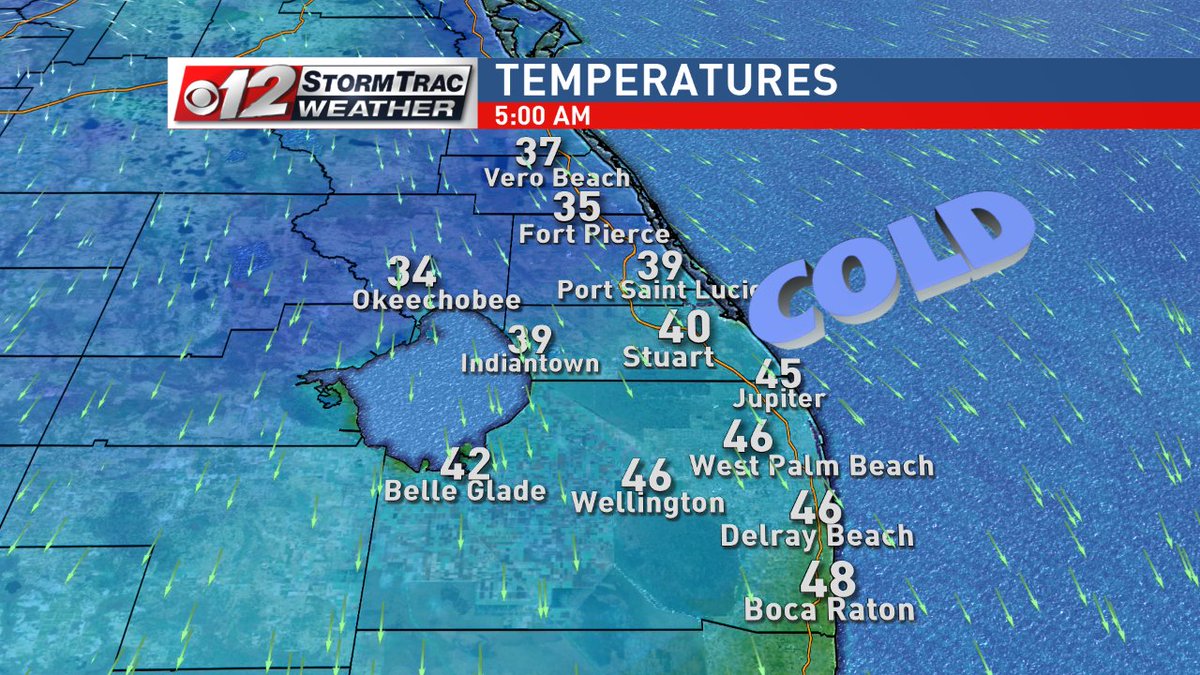 CBS12's tweet photo. WOW! ITS COLD! 30s and 40s! CBS12 News LIVE NOW with local weather! #flwx #cbs12am https://t.co/Kb4kuGc5vG