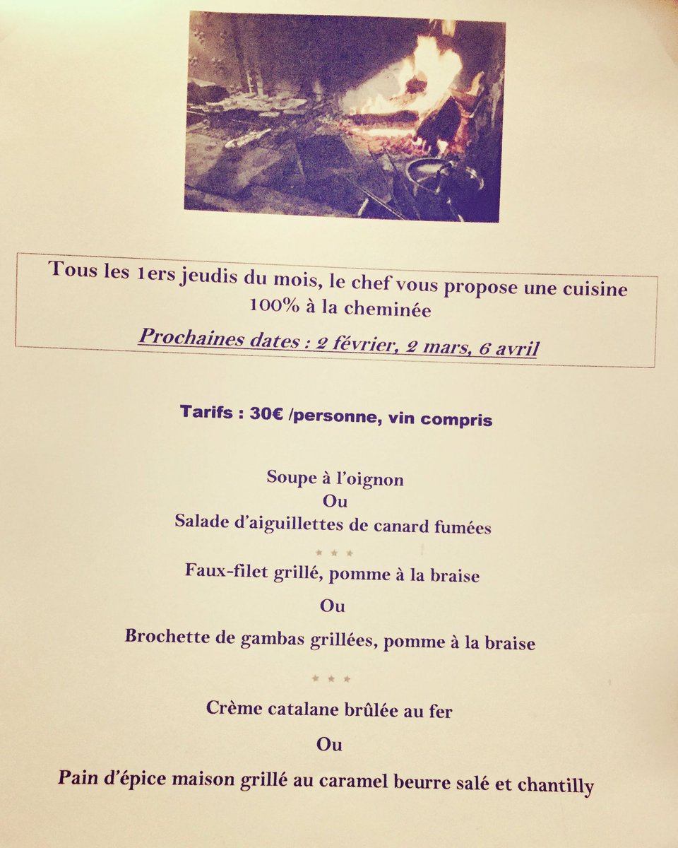 LaCendree's tweet photo. Jeudi 2 au soir, menu cheminée 30€ vin compris 🍷
Pensez à réserver https://t.co/pbP9VY7mKa