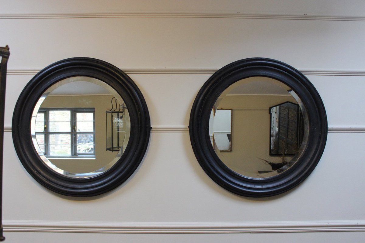 BrownriggUK's tweet photo. A pair of circa 1900 painted English #RoundMirrors, with bevelled plates. read more:https://t.co/sMRINOcjtf #mirrors #interiors #decorative https://t.co/4a1V5HXj3Q