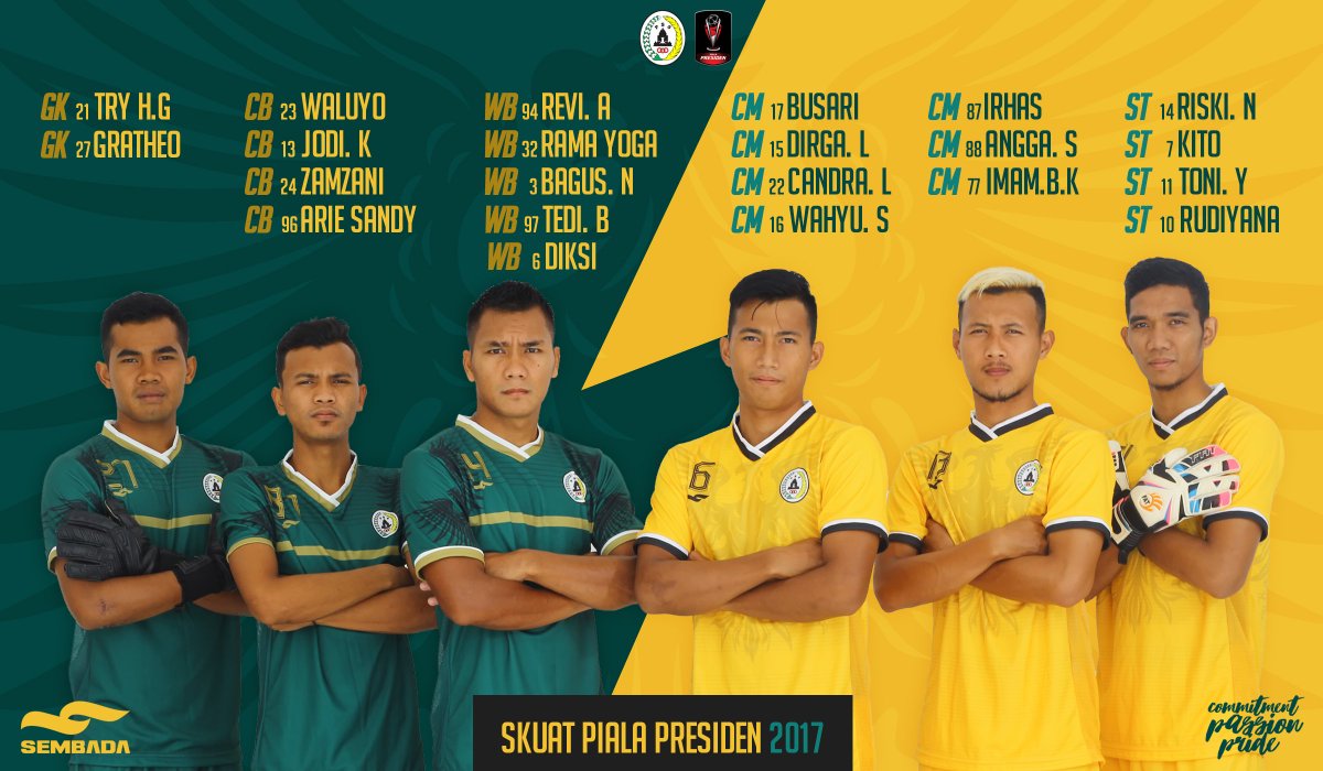 Selamat malam, berikut Skuat PSS Sleman yang akan berjuang di Piala Presiden 2017 
#CommitmentPassionPride 
#COSE