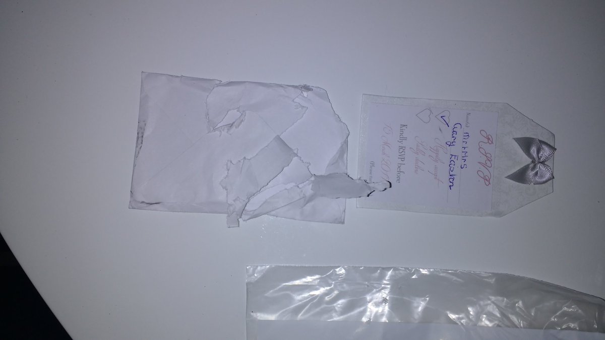 Jackster29's tweet photo. @RoyalMail I sincerely hope all my wedding RSVPs don't all come back looking in this state. https://t.co/UbxaPyr1NK