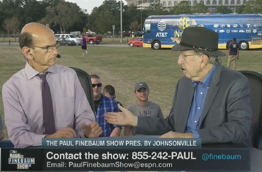 finebaum's tweet photo. The legendary @brentmusburger will join me tonight at 6:35et before his final call on @espn! 

Don't miss our special tribute on @SECNetwork https://t.co/lGmyzip8Tb