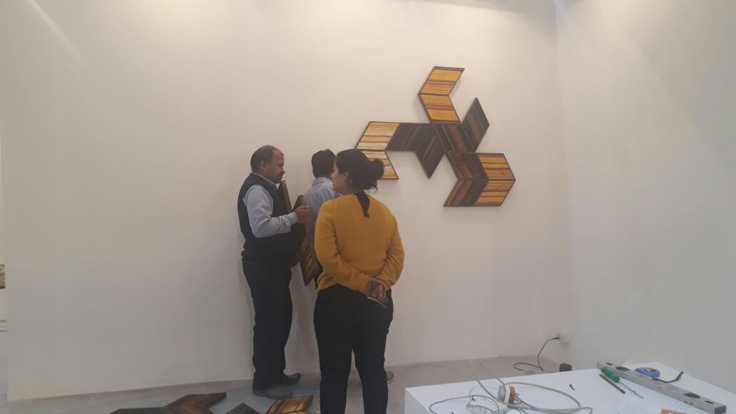 exhibit320's tweet photo. Installing with #Exhibit320Artists at the ninth edition of @India_ArtFair #IndiaArtFair2017 #IAF2017 #IAF #NewDelhi #ContemporaryArt https://t.co/XzOwUs0Bud