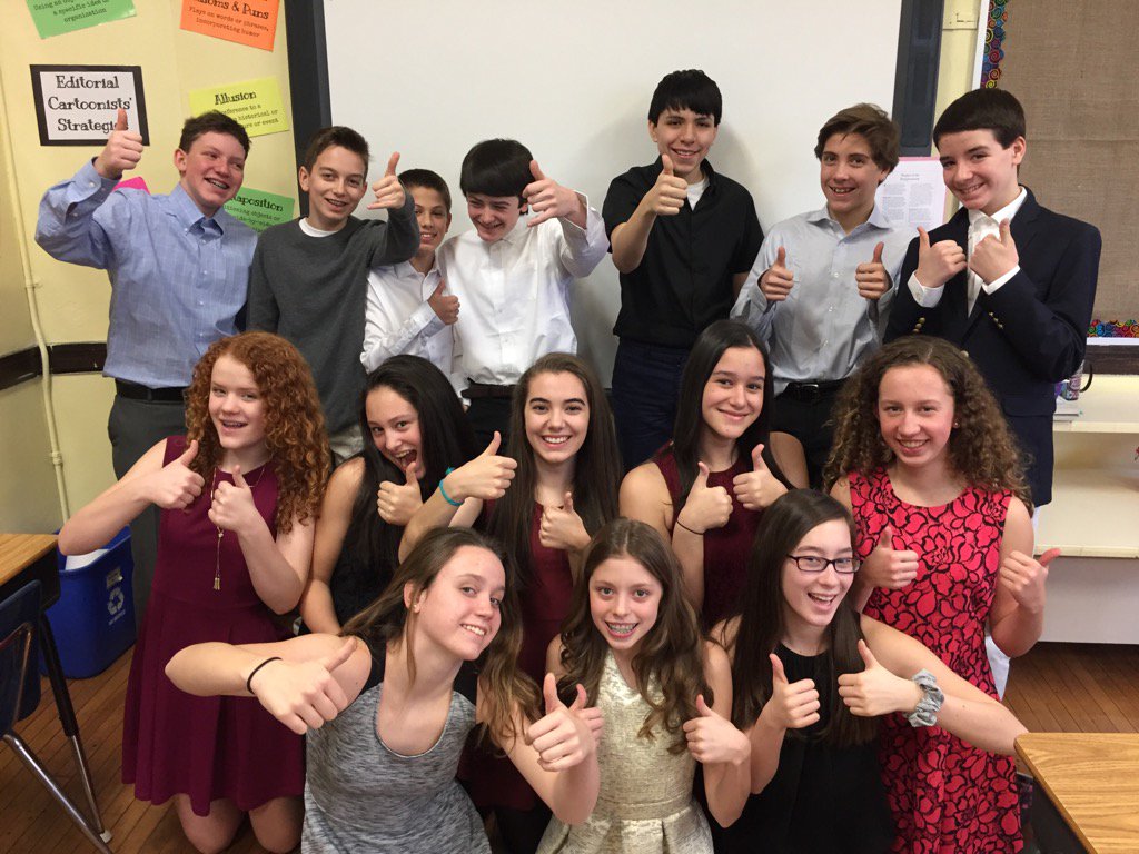 MsMcD11's tweet photo. #sjsgrade8 gives Catholic Schools a big thumbs up! #CatholicSchoolsWeek @JosaphatSchool https://t.co/96kEpkZf1W