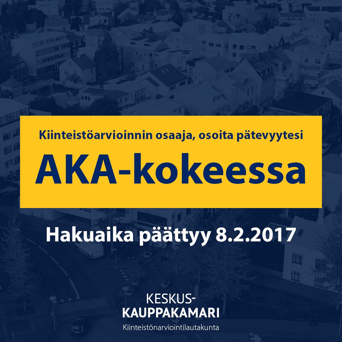 K3FIN's tweet photo. Kiinteistöarvioinnin osaaja, osoita pätevyytesi #AKA-kokeessa! #kiinteistöarviointi #kiinteistö https://t.co/tY7ZTKrYOj https://t.co/KJ0n8p9OlD